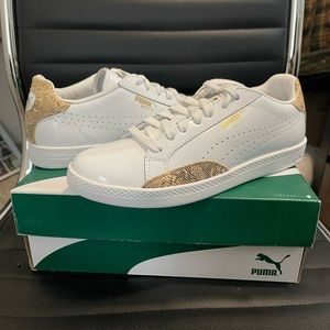 Puma Match Lo Pnt Snakeskin - "white/gold" - Sz 9 W - 7.5 M